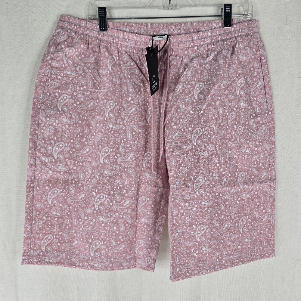 Clot Clottee Mens Large Bandana Paisley Print Lightweight Shorts Pink